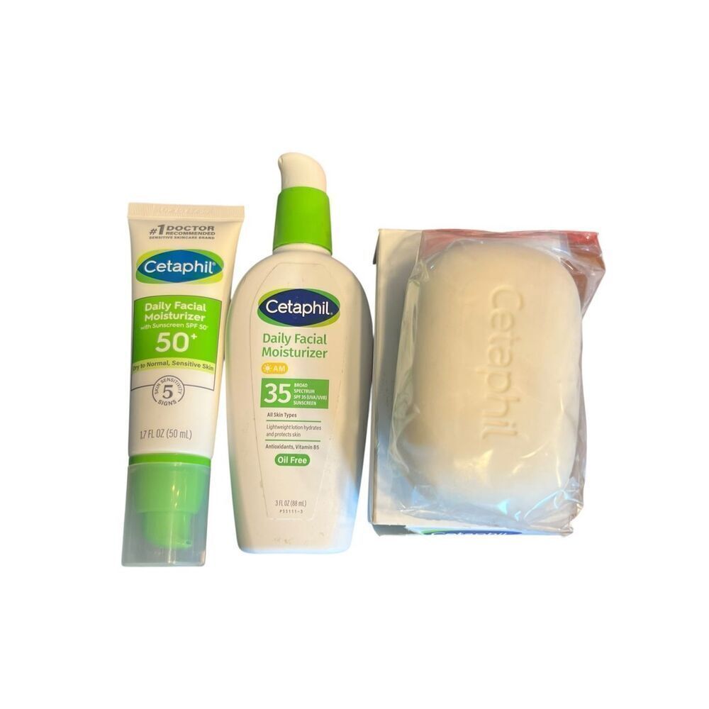 3 Cetaphil daily facial moisturizer am spf 35 spf 50 deep cleansing bar